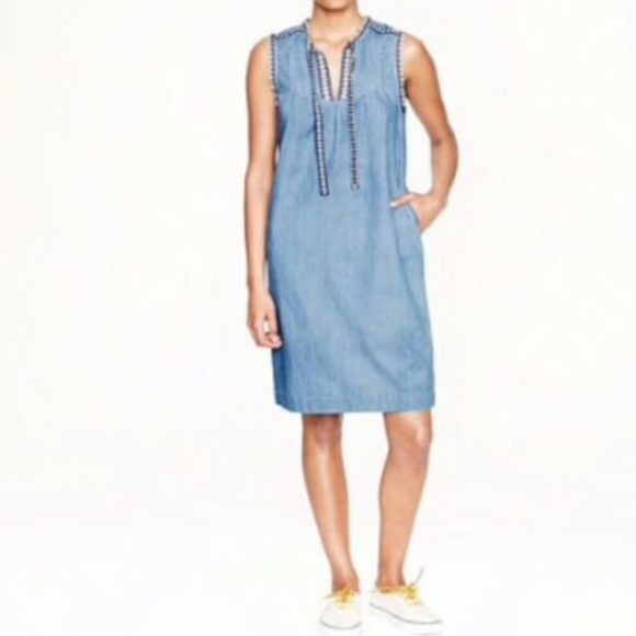 J. Crew Blue V-Neck Sleeveless Mini Sundress - Picture 1 of 15